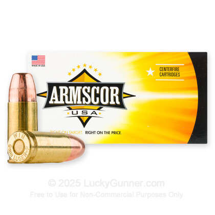 Large image of Bulk 9mm +P Ammo For Sale - 115 Grain JHP Ammunition in Stock by Armscor USA - 1000 Rounds