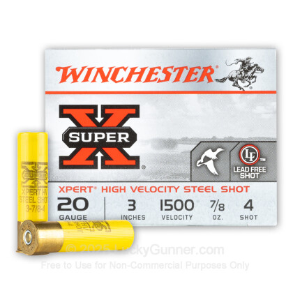 Large image of Cheap 20 Gauge Ammo For Sale - 3” 7/8oz. #4 Steel Shot Ammunition in Stock by Winchester Super-X - 100 Rounds