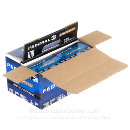 Large image of Bulk 12 Gauge Ammo For Sale - 3” 1-1/4oz. #2 Steel Shot Ammunition in Stock by Federal Speed-Shok - 100 Rounds