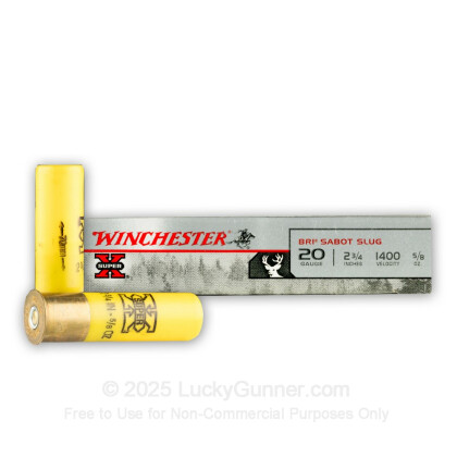 Large image of Premium 20 Gauge Ammo For Sale - 2-3/4" 5/8 oz. Sabot Slug Ammunition in Stock by Winchester Super-X - 5 Rounds