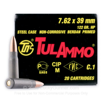 Large image of Bulk 7.62x39 Ammo In Stock - 122 gr HP - 7.62x39 Ammunition by Tula Cartridge Works For Sale - 1000 Rounds