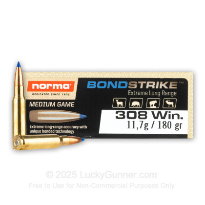 Large image of Premium 308 Ammo For Sale - 180 Grain Polymer Tip Ammunition in Stock by Norma BONDSTRIKE - 20 Rounds