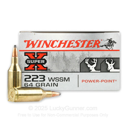 Large image of Cheap .223 WSSM Ammo For Sale - 64 Grain Power Point Ammunition in Stock by Winchester Super-X - 20 Rounds