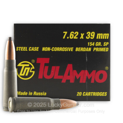 Large image of Bulk 7.62x39 Ammo In Stock - 154 gr SP - 7.62x39 Ammunition by Tula Cartridge Works For Sale - 1000 Rounds