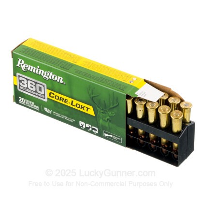 Large image of Premium 360 Buckhammer Ammo For Sale - 200 Grain SP Ammunition in Stock by Remington Core-Lokt - 20 Rounds