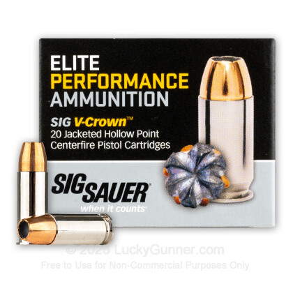 Large image of Premium 38 Super +P Ammo For Sale - 125 Grain JHP Ammunition in Stock by SIG Sauer V-Crown - 20 Rounds