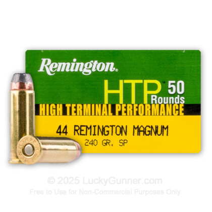 Large image of Cheap 44 Mag Ammo For Sale - 240 gr SP Remington HTP Ammunition In Stock - 50 Rounds