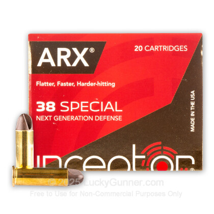 Large image of Premium 38 Special Ammo For Sale - 77 Grain ARX Ammunition in Stock by Inceptor - 20 Rounds
