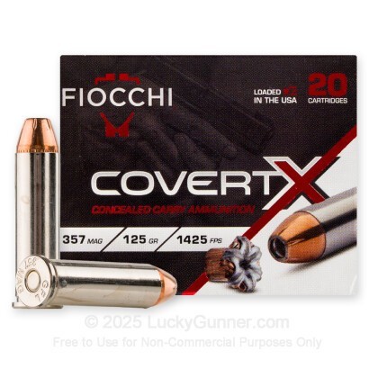 Large image of Fiocchi CovertX 357 Mag Ammo For Sale - 125 Grain JHP - 20 Rounds