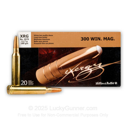 Large image of 300 Winchester Magnum Lead Free Ammo For Sale - 180 gr Exergy - Sellier & Bellot Ammo Online