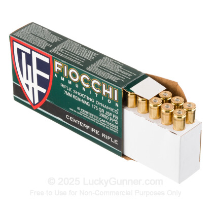 Large image of Fiocchi 7mm Rem Mag Ammo For Sale - 175 Grain InterLock FB - 20 Rounds