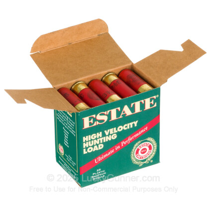 Large image of Cheap 12 Gauge Ammo For Sale - 2-3/4” 1-1/4oz. #5 Shot Ammunition in Stock by Estate High Velocity Hunting Load - 25 Rounds