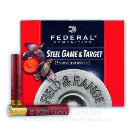 Large image of Cheap 410 Bore Ammo For Sale - 3” 3/8oz. #6 Shot Ammunition in Stock by Federal Field & Range Steel Game & Target - 25 Rounds