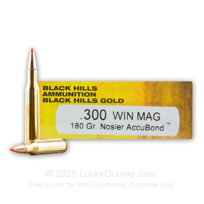 Large image of Premium .300 Win Mag Ammo For Sale - 180 Grain Nosler AccuBond Ammunition in Stock by Black Hills Gold - 20 Rounds