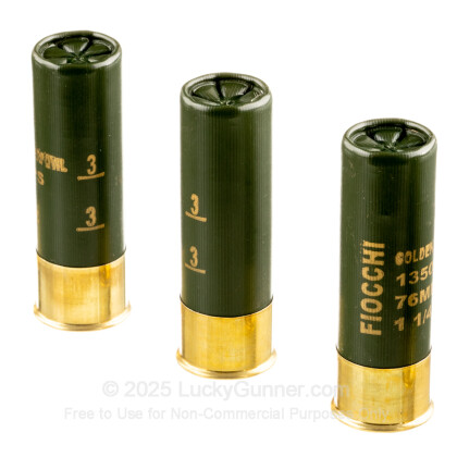 Large image of Bulk 12 Gauge Ammo For Sale - 3” 1-1/4oz. #3 Steel Shot Ammunition in Stock by Fiocchi Golden Waterfowl - 250 Rounds