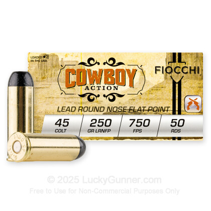 Large image of 45 LC Ammo For Sale - 250 gr LRNFP - Fiocchi Ammunition In Stock - 500 Rounds