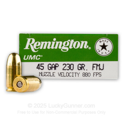 Large image of 45 GAP Ammo For Sale - 230 gr MC - Remington UMC Ammunition In Stock - 50 Rounds