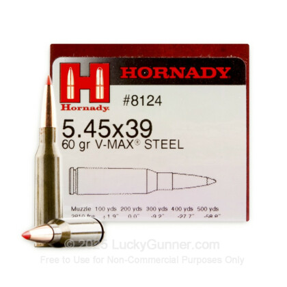 Large image of Cheap 5.45x39 Ammo For Sale - 60 Grain V-Max Ammunition in Stock by Hornady - 50 Rounds