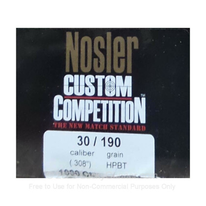 Large image of Bulk 308 Win (.308") Bullets for Sale - 190 Grain HPBT Bullets in Stock by Nosler - 1000