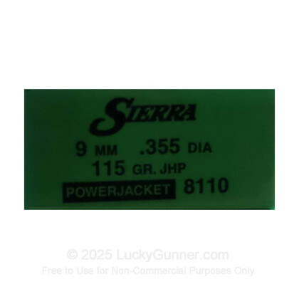 Large image of Bulk 9mm (.355") Bullets for Sale - 115 Grain JHP Bullets in Stock by Sierra - 100