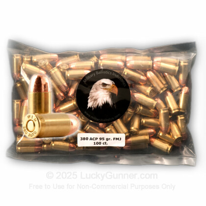 Image 1 of Military Ballistics Industries .380 Auto (ACP) Ammo