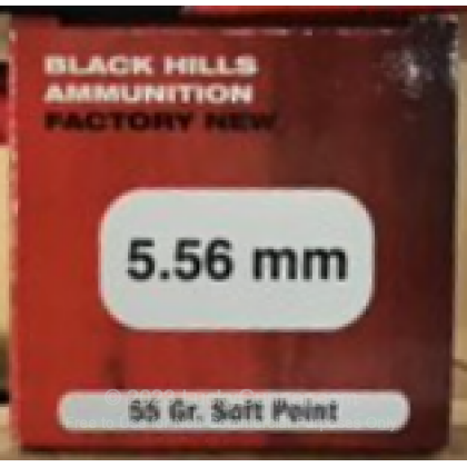 Large image of Cheap 5.56x45 Ammo For Sale - 55 Grain SP Ammunition in Stock by Black Hills - 50 Rounds