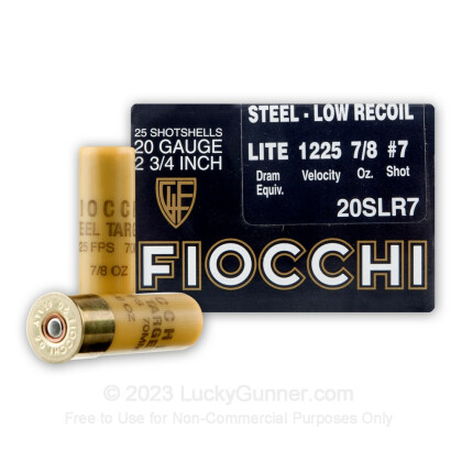 Large image of Cheap 20 ga Steel Target Shot Shells For Sale - 2-3/4" 7/8 oz  #7 Steel Shot by by Fiocchi - 25 Rounds