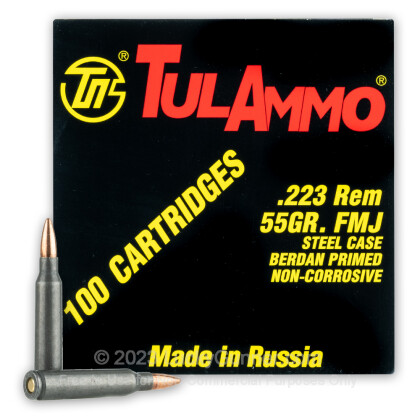 Large image of Cheap Tula 223 Rem Ammo For Sale - 55 grain FMJ Ammunition In Stock - 100 Rounds