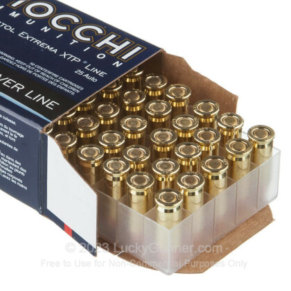 Large image of Bulk 25 ACP Ammo For Sale - 35 Grain XTP JHP Ammunition in Stock by Fiocchi - 500 Rounds