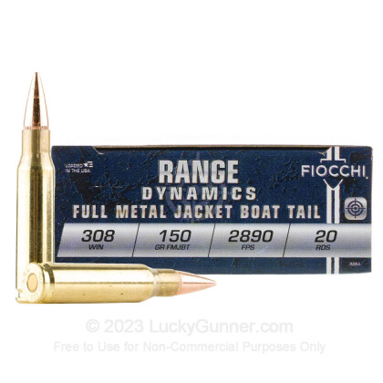Large image of Cheap 308 Winchester Range Ammo - 150 gr Full Metal Jacket - Fiocchi - 20 Rounds