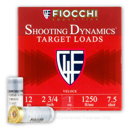 Large image of Bulk 12 Gauge Ammo For Sale - 2-3/4” 1oz. #7.5 Shot Ammunition in Stock by Fiocchi Shooting Dynamics - 250 Rounds