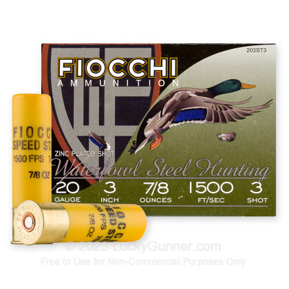 Large image of Premium 20 Gauge Ammo For Sale - 3” 7/8oz. #3 Steel Shot Ammunition in Stock by Fiocchi - 25 Rounds
