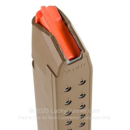 Large image of Factory Glock 9mm G17/19/26 33 Round Magazine For Sale - Flat Dark Earth