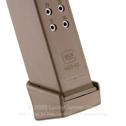 Large image of Factory Glock 9mm G17/19/26 33 Round Magazine For Sale - Flat Dark Earth