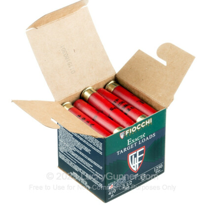 Large image of Cheap 410 Bore Ammo For Sale - 2-1/2" 1/2 oz. #8 Shot Ammunition in Stock by Fiocchi Exacta Target Loads - 250 Rounds