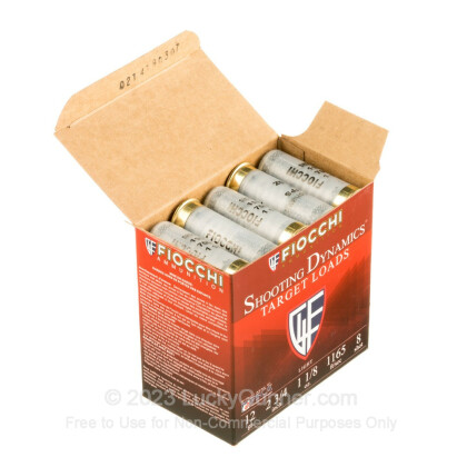 Large image of Cheap 12 Gauge Ammo For Sale - 2-3/4" 1-1/8" #8 Shot Ammunition in Stock by Fiocchi Shooting Dynamics - 25 Rounds