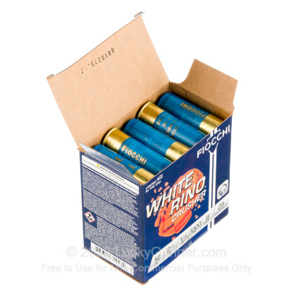 Large image of Cheap 12 Gauge Ammo For Sale - 2-3/4” 1-1/8oz. #8 Shot Ammunition in Stock by Fiocchi White Rino Crusher - 25 Rounds