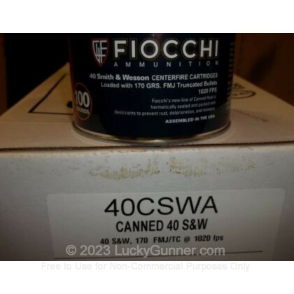 Large image of 40 S&W - 170 gr FMJ - Fiocchi Canned Heat - 100 Rounds