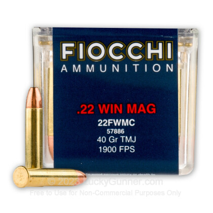 Large image of Bulk .22 WMR Ammo For Sale - 40 Grain TMJ Ammunition in Stock By Fiocchi - 500 Rounds