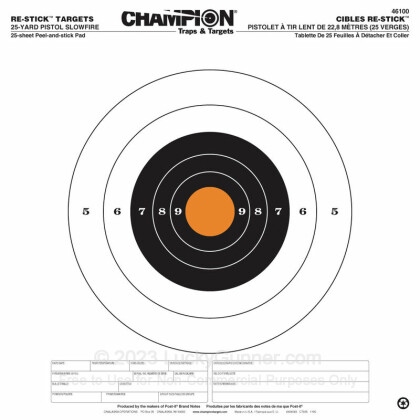 Large image of 25 Yard Pistol Slow Fire Targets For Sale - 25 - 14.5" Re-Stick Targets - Champion Targets For Sale