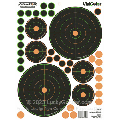 Large image of VisiColor Adhesive 50 Yard Sight-In Bullseye Targets For Sale - 5 - 11.5" x 8.5” Targets - Champion Targets For Sale