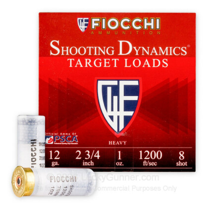 Large image of Cheap 12 ga Target Shells For Sale - 2-3/4" 1 oz #8 Target Shell Ammunition by Fiocchi - 25 Rounds 