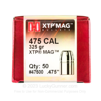 Large image of Cheap 475 Cal Bullets For Sale - 325 Grain HP Bullets in Stock by Hornady XTP - 50