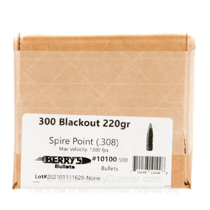 Large image of Bulk 300 AAC Blackout (.308) Bullets for Sale - 220 Grain Plated Spire Point Bullets in Stock by Berry's - 500