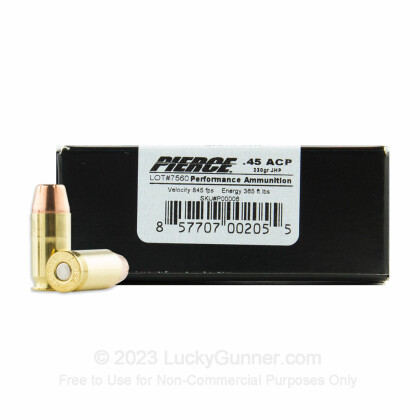 Image 1 of Pierce Performance Ammunition .45 ACP (Auto) Ammo