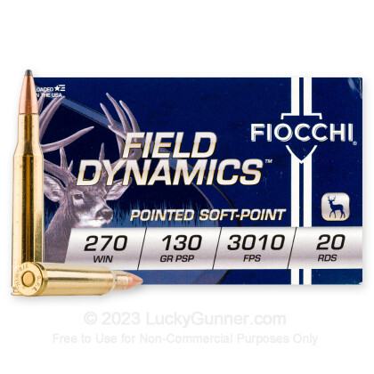 Large image of 270 Win Ammo In Stock  - 130 gr Fiocchi PSP Ammunition For Sale Online