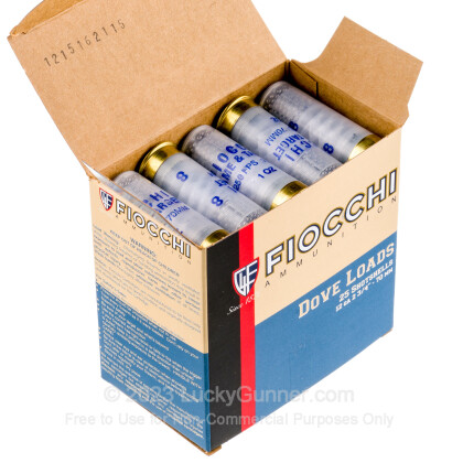 Large image of Cheap 12 Gauge Ammo For Sale - 2-3/4" 1 oz. #8 Shot Ammunition in Stock by Fiocchi Game and Target - 25 Rounds
