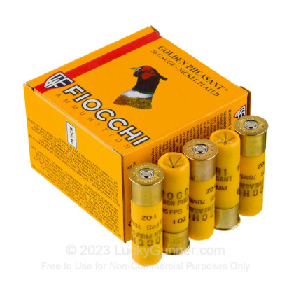 Large image of Cheap 20 Gauge Ammo For Sale - 2-3/4" 1 oz. #6 Shot Ammunition in Stock by Fiocchi Golden Pheasant - 25 Rounds