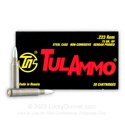 Large image of Cheap Tula 223 Rem Ammo For Sale - 75 grain HP Ammunition In Stock