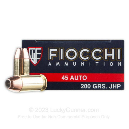 Large image of 45 ACP Ammo For Sale - 200 gr JHP Fiocchi Ammunition In Stock